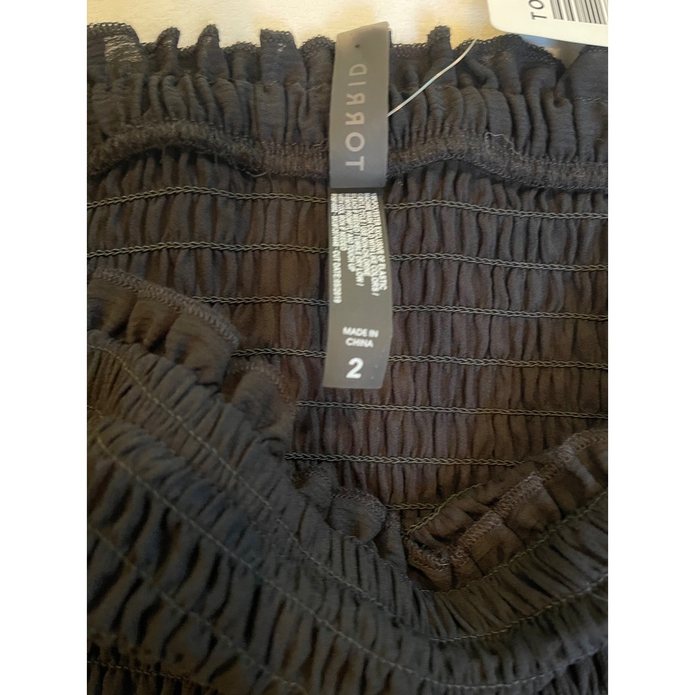 Torrid Swim Coverup Black Smocked Strapless Jumpsuit Wide Leg Plus Size 2 2X NWT - Picture 2 of 9